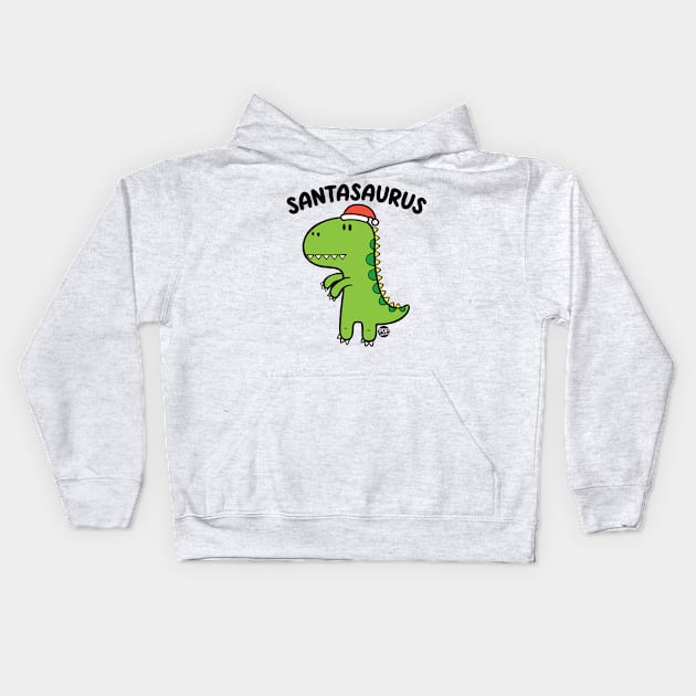 SANTASAURUS Kids Hoodie by toddgoldmanart